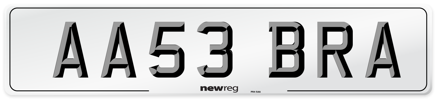 AA53 BRA Number Plate from New Reg